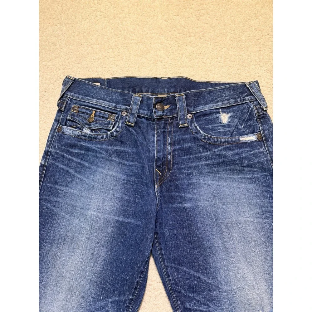 True Religion Geno Relaxed Slim Jeans Men's 34 USA Flap Pocket Medium Wash